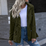 Naiste kapuutsiga veekindel t&otilde;mblukk Keskmise pikkusega tuulekindel veekindel vihmamantel XXL kollane