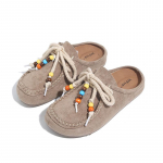 Moodsad Retro Suede Kangast Sussid Naiste Suvised P&auml;rlitega Vabaaja Korterkingad 2025 Uued Paksud Slip-On Muelleri Sandaalid Naiste Igap&auml;evased Mokassiinid 35 hall v&auml;rv