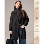 Women's Elegant Mid-length Wool Blend Coat L
