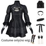 Suur Suurus Yorha 2b Cosplay Kost&uuml;&uuml;m Must Trikoo Kleit 2b T&auml;iskomplekt Halloween Shojou Maagilise T&uuml;druku R&otilde;ivad Parukas Kindad Silmamask Sokid S