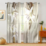 2-osaline komplekt, lillelise retro mustriga kardinad - lihtne riputada - elutuba, magamistuba, kodu kaunistamine W150CM H166CM&Grommet Top white