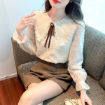 Suvine prantsuse nukukrae, naiste pits vabaaja s&auml;rgid, alt moodne lapiline pluus S