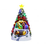 J&otilde;uluvana k&uuml;la valgustatud figuur p&ouml;&ouml;rleva j&otilde;uluvana rongiga M&auml;ngib 8 p&uuml;hade laulu K&auml;sitsi maalitud talvemaastiku kaunistus Kingitus s&otilde;pradele B