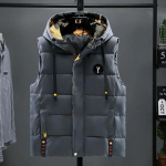 Meeste talvine vest puuvillane soe varrukateta mantel m&uuml;ts eemaldatav polsterdatud vest t&ouml;&ouml;riided meeste kvaliteetsed riided 5XL 3XL hall