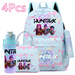 4 tk/komplekt K-POP tr&uuml;kitud seljakott Suure mahutavusega koolikott K&auml;ekott Kott 750 ml veepudeliga Poiss T&uuml;druk Koolikott veekindel Reiskott Mochila