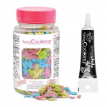 D&eacute;cors sucr&eacute;s en pot Alphabet 55 g + Stylo de gla&ccedil;age noir
