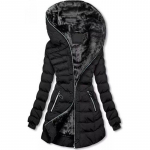 Naiste pikkade varrukatega kapuutsiga lukuga taskud pargid keskmise pikkusega puuvillased riided sulejope L must