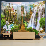 Euroopa Arhitektuur Aed Maastik Vaip Seinale Riputatav Tapiz Boheemlaslik Looduslik Lihtne Kodu Dekor 95x70cm
