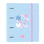 Classeur 4 anneaux - safta - 35 mm - 100 feuilles A4 - 27x3,5x32 cm - Bleu clair/rose clair - Quadrillage 5x5 mm roosa