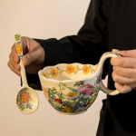 Retro krepp-m&uuml;rtsi lillekeraamiline lauan&otilde;ude komplekt K&otilde;rge v&auml;&auml;rtusega taldrikukomplekt Majapidamise k&ouml;&ouml;giviljataldrik Supitaldrik Riisikauss Supi kink 450ml