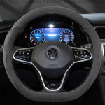 DERMAY Autoroolikate Nahast Suede Volkswagen VW Golf 8 MK8 VIII Golf R Gti jaoks 2022 Auto Accesorios D Shape Black