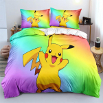 Pokemon 3D Pikachu Tekk Anime Tr&uuml;kitud Voodipesu Lastele Poistele T&uuml;drukutele T&auml;iskasvanutele Laste Voodipesu Kollektsioon P&uuml;hadekingitus 135x200cm-2pcs