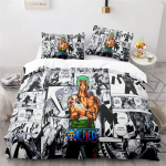 Anime &Uuml;HE T&Uuml;KI Voodipesukomplekt Ruffy Tekikate 3D-tr&uuml;kiga Tekikate Padjap&uuml;&uuml;r Lastele Poistele Teismelistele Magamistoa Kaunistus EU King(240*220cm)3pcs