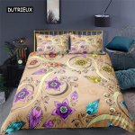 Etniline boheemlaslik mandala tekikate King Queen Euroopa lilled Vanaaegne voodipesukomplekt Geomeetriline retrostiil Pol&uuml;ester tekikate EU Single(135*200cm)3pcs
