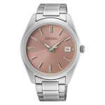 Seiko Klassikaline Kvarts L&otilde;heroosa 40mm sihver Meeste k&auml;ekell SUR523P1 roosa