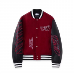 Life Europe x AC Milan Trendikas L&otilde;tv Tikitud Jakk - Meeste High Street Pesapalli Stiil XL punane