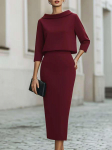 2026 Euroopa ja Ameerika Linna Mood Commuting Bodycon Seeliku ja Topi Komplekt XL burgundiapunane
