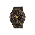CASIO Meeste vedelkristall/analoog kahekordse n&auml;iduga seeria kell GA-100CM-5A GA-100CM-5A Brown Camouflage Strap