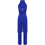 Naiste Litritega Kihtiline Tuttidega Kombinesoon Halter Varrukateta Seljast Avatud Jumpsuit 3XL kuninglik sinine v&auml;rv