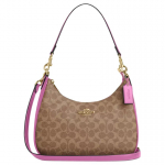 Coach Teri 29 Br&auml;ndi T&auml;hekujuline Logo Kaetud L&otilde;uend Poolkuu K&auml;ekott Crossbody &Otilde;lakott Suur Naiste k&auml;ekotid Pruun Magentav&auml;rvi CV940-IMXVS Basic Set (Bag+Dust Bag)