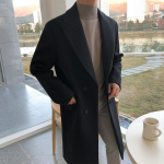 Meeste Keskmine ja Pikk Talvine Paksenenud Korea Versioon Trendikas Villane Trenchcoat Kahepoolne Tweedjakk M must