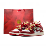 Jordan Air Jordan 1 Nichang Gold Ribbon Cushioning, Wear Resistant Low top Vintage Basketball Shoes Women's Red FJ3465-160(Team1321-SBOX) 35.5