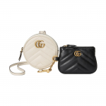 Gucci GG Marmont tepitud nahast minikujuline &uuml;lekandekott m&uuml;ndikotiga Valge Must Igap&auml;evane ostlemine 698787-UM8ET-9063 Basic Set (Bag+Dust Bag)