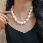 Vintage &Uuml;lihoolik Isiksus Erilise Kujuga &Uuml;lisuur Helmes P&auml;rl Kaelakee Moodne Choker Kaelaluu Kett