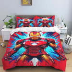 Raudmehe tr&uuml;kiga koomiksist tekikott ja voodipesukomplekt, anime-teemaline kodukaunistus, sobib lastele ja t&auml;iskasvanutele. 135x200cm red