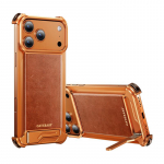 Oatsbasf Ehtne Nahast Telefonikott iPhone 17 Pro/Pro Max/17 Air jaoks Korpusealusega Raamita Magnetiline P&otilde;rutuskindel Bumper-kott iPhone17 Pro Max oranž