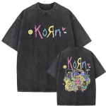 Korn Follow The Leader Album Vintage Pesuga Graafilise Tr&uuml;kiga T-s&auml;rk Unisex Gootiline NuMetal Unisexs Vabaaja Suurem Suurus Puuvillane T-s&auml;rk L black