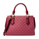 MICHAEL KORS MARILYN Kuldne Metallviimistlusega T&otilde;mblukuga Kott T&otilde;mblukuga Kott Ostukott Kaetud L&otilde;uendist &Otilde;lakott K&auml;ekott V&auml;ike Naiste Kirsi Punane kuld