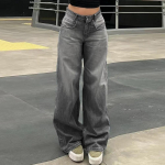 Retro pestud teksap&uuml;ksid naistele Laia s&auml;&auml;rega Streetwear L&otilde;dvad teksap&uuml;ksid Daamide vabaaja pikad p&uuml;ksid S hall