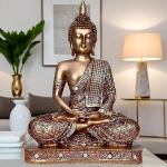 Global Grabbers Uus 25 cm Mediteeriv Istuv Buddha Kuju N&auml;idisese Kuju Kodu gray