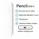 Apple Pencil'i jaoks Ipad A16 2025 10. p&otilde;lvkonna jaoks Stylus Pen Pro 13 M5 12.9 Air 11 M4 M3 5 4 3 Mini 7 6 A17 8. 9. puutepliiatsid valge