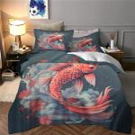 Karpkalade tekikott 3D-tr&uuml;kiga Aastaringselt 3 osa Voodipesu Peidetud t&otilde;mblukk Jaapani tekikott &Uuml;lipehme T&auml;iskasvanutele Teismelistele Naistele 150x200cm 2pcs&Duvet Cover
