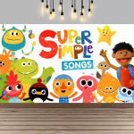 Taust koos Super Simple Songs'iga, Foto b&auml;nner koomiksimonstritega, Laste esimene peodekoratsioon, Fotoboksi tarvikud 210X150CM