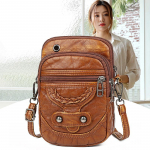 Yogodlns Vintage pehmest nahast Crossbody kotid Rivet PU Naiste Messenger &Otilde;lakott V&auml;ikesed Naiste k&auml;ekotid Telefoni rahakotid Must ja pruun 13*6*19cm must