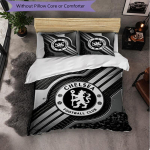 Chelsea FC Muster 3-osaline Voodipesukomplekt Pehme Mikrokiust Tekikott Padjap&uuml;&uuml;ridega Magamistoa jaoks 135cm*200cm