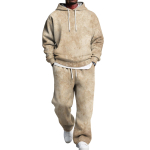 Meeste 2-osaline kiht-hoodie ja cargo-p&uuml;kste komplekt elastse v&ouml;&ouml;paelaga vabaaja kandmiseks M pruun
