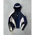 Unisex Retro Streetwear Kapuutsiga Jakk 3D Graafilise Prindiga V&auml;rviplokkide Disain Pikkade Varrukatega Tuulejakk Small sinine