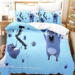 3D-prinditud Grizzy N Lemmings Voodipesu komplekt 3D-prinditud Sobib magamistuppa Tekikottide komplekt padjap&uuml;&uuml;ridega Laste kodutekstiil EU Single 135*200cm/53x79in 3pcs