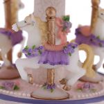 Laxury Windup 3-hobuse karussell Music Box Melody Castle in the Sky Pink