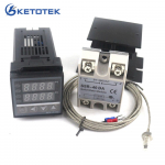 Kahe digitaalse PID temperatuuriregulaatori termostaadikomplekt REX-C100 SSR-40DA jahutusradiaator 2m K termopaar