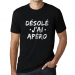 Meeste vintage T-s&auml;rk Graafiline T-s&auml;rk Desole J'Ai Apero Deep Black XS must