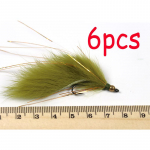 Bimoo 6PCS 6# oliivi&otilde;li vasest helmestega Zonker Fly Fishing Streamers