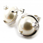 Les Tr&eacute;sors De Lily [B9444] - Boucles Argent 'Douceur' Blanc Nacre argent&eacute; (rhodi&eacute;) - 8 mm valge