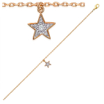 Les Tr&eacute;sors De Lily [C6335] - kuldne valge jalav&otilde;ru  Pretty Star  - 25 cm 9x9 mm valge