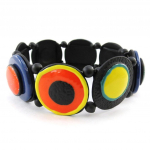 NOA [J1952] - Bracelet Cr&eacute;ateur 'Macarons' jaune orange bleu kollane
