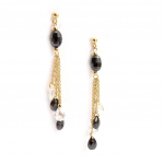 Les Tr&eacute;sors De Lily [K7188] - Boucles Plaqu&eacute; Or 'Linda' noir blanc must